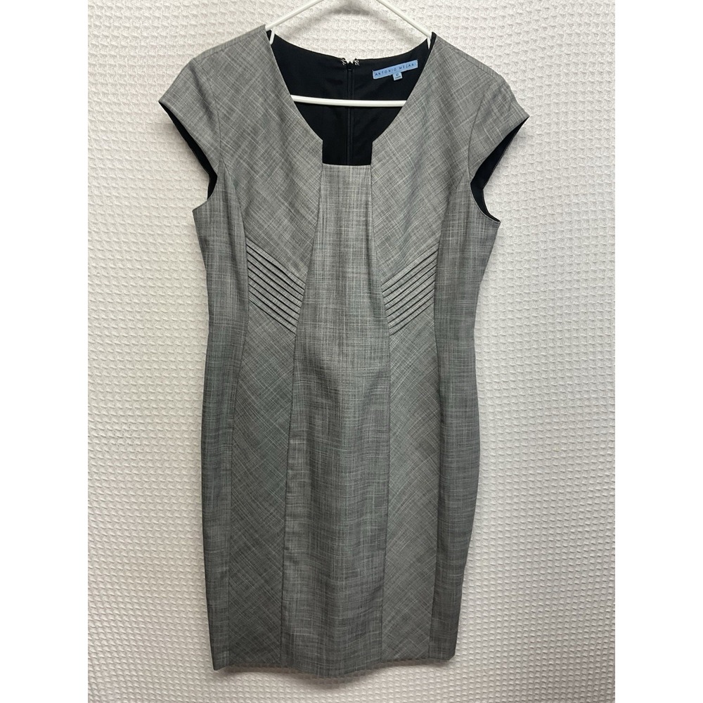 Antonio Melani Gray Sheath Dress Size 12 Career Office Cocktail Midi Dress